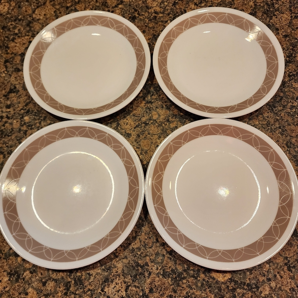 Corelle Vitrelle Sand Sketch 6.75" Salad Plates, Set of 4